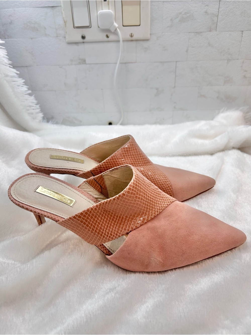 Louise et Cie Jelisa Dusty Rose Suede & Leather Pointed Toe Mules Size 10